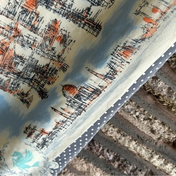 Anthropologie Maeve 100% Silk Around the Town London Cityscape Tunic Dress - Picture 6 of 12